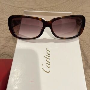 Cartier Sunglasses Never Worn. Tortoise Brown. C Logos. Box, Certs, Cloths.